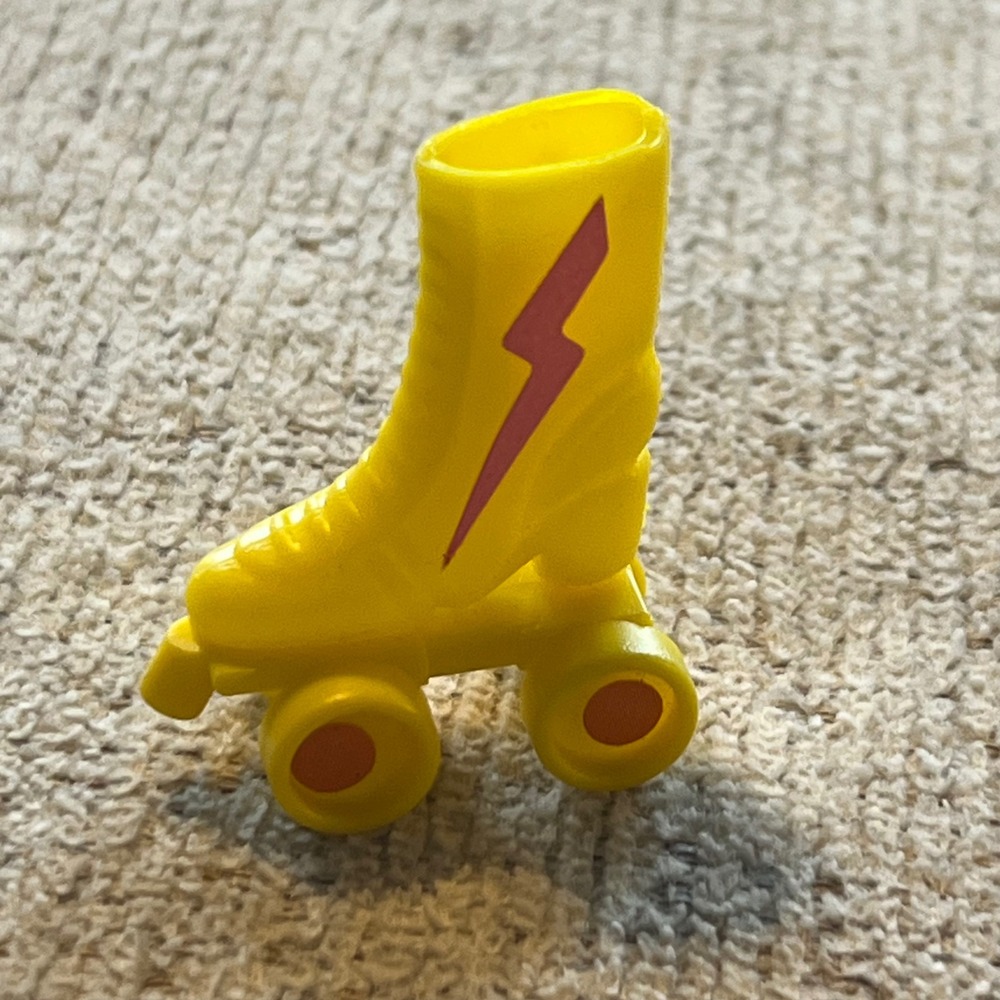 Vintage Barbie Yellow Plastic Roller Skate Pink Lightning Bolt Replacement